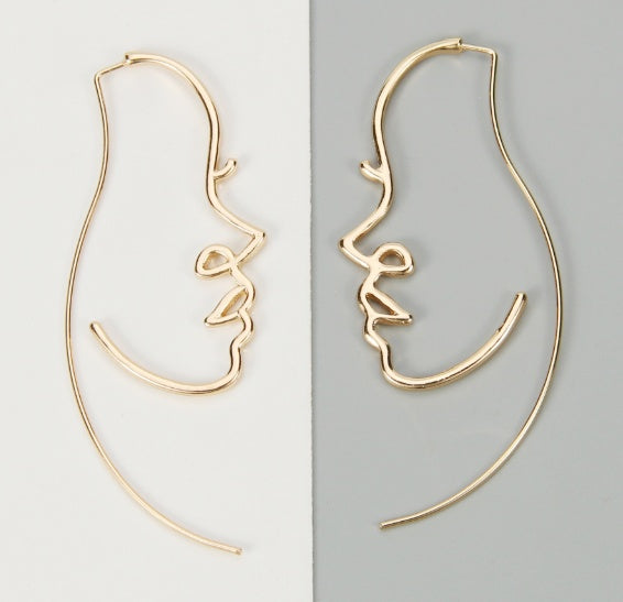 Creative Abstract Face Contour Earrings Fashion Trendy Personality Earrings Jewelry/Accessories
