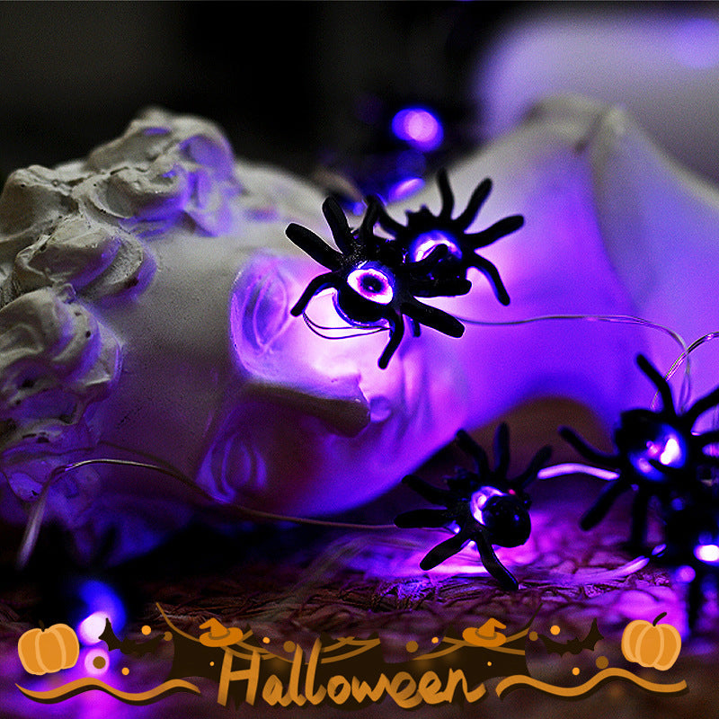 LED Purple Spider Lighting Chain Halloween Decoration Light Home Ornaments