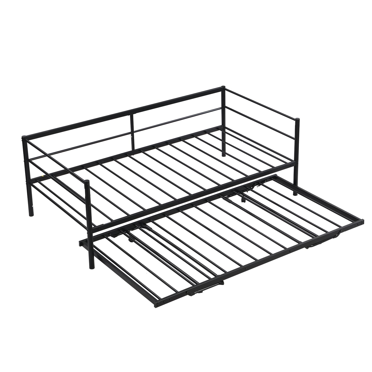 Double Metal Sofa Bed With Adjustable Wheels, Pop-up Wheels, Black