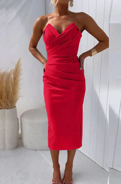 Women's Sleeveless Slit Solid Color Dress Women's Garments Apparel / Clothing
