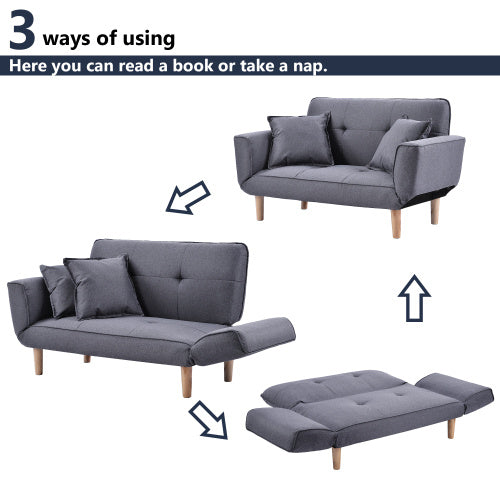 Small Sofa Bed Modern And Simple Gray Sofa Fabric living room 2 Seater Sofa Couch Settee Recliner Sleeper Furniture