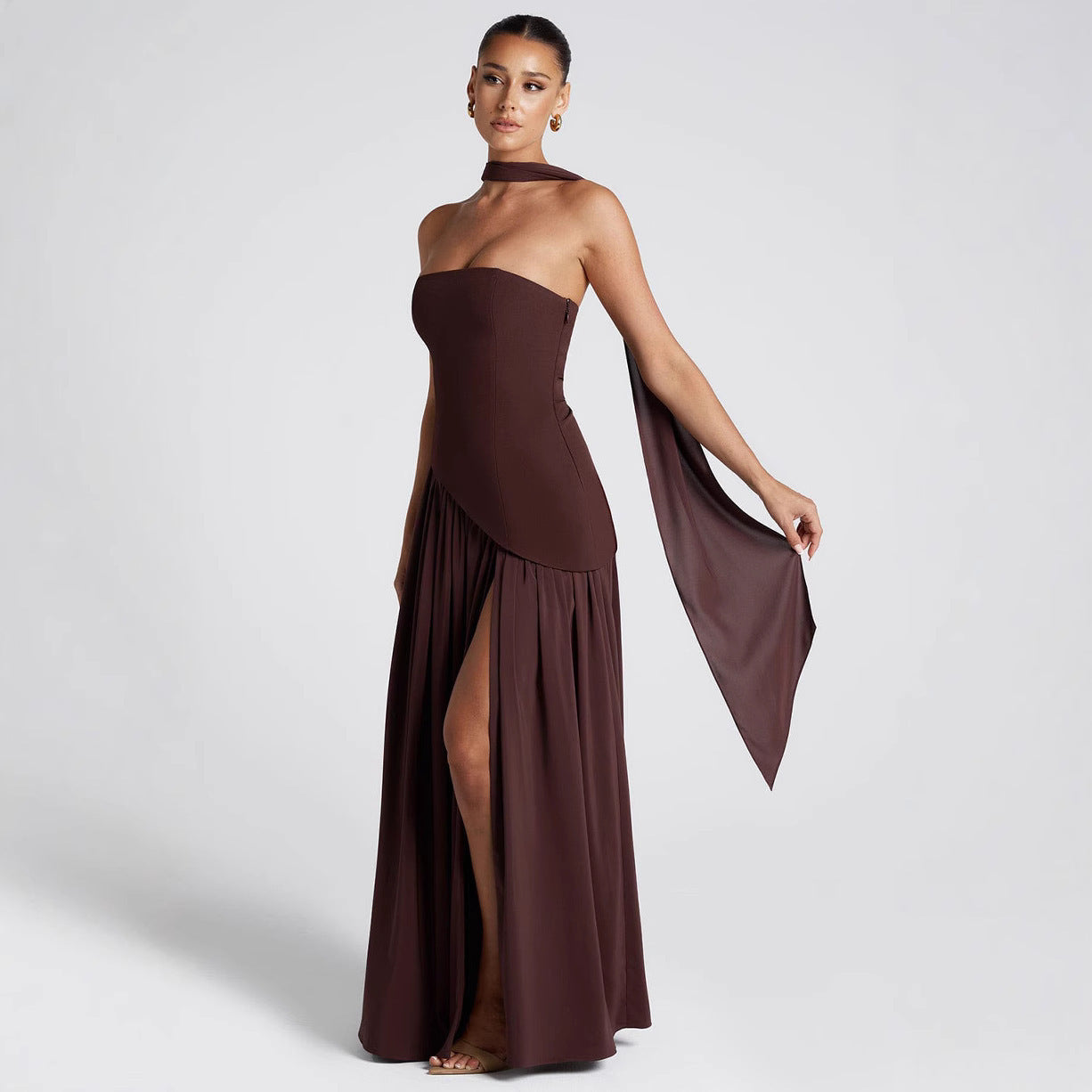 Spring And Summer New Color Matching Tube Top Sexy Off-the-shoulder Dress Women's Garments Apparel / Clothing