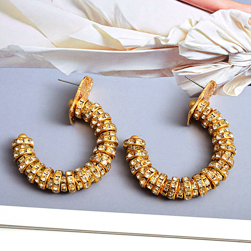 Metal Diamond Flash Temperament Earrings With Diamonds Jewelry/Accessories