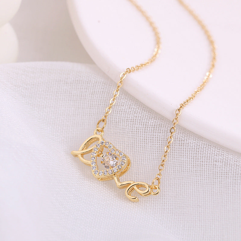 Titanium Steel Love Necklace – Fashionable Clavicle Chain for Women, Perfect Gift for Valentine's Day, Anniversary & Special Occasions