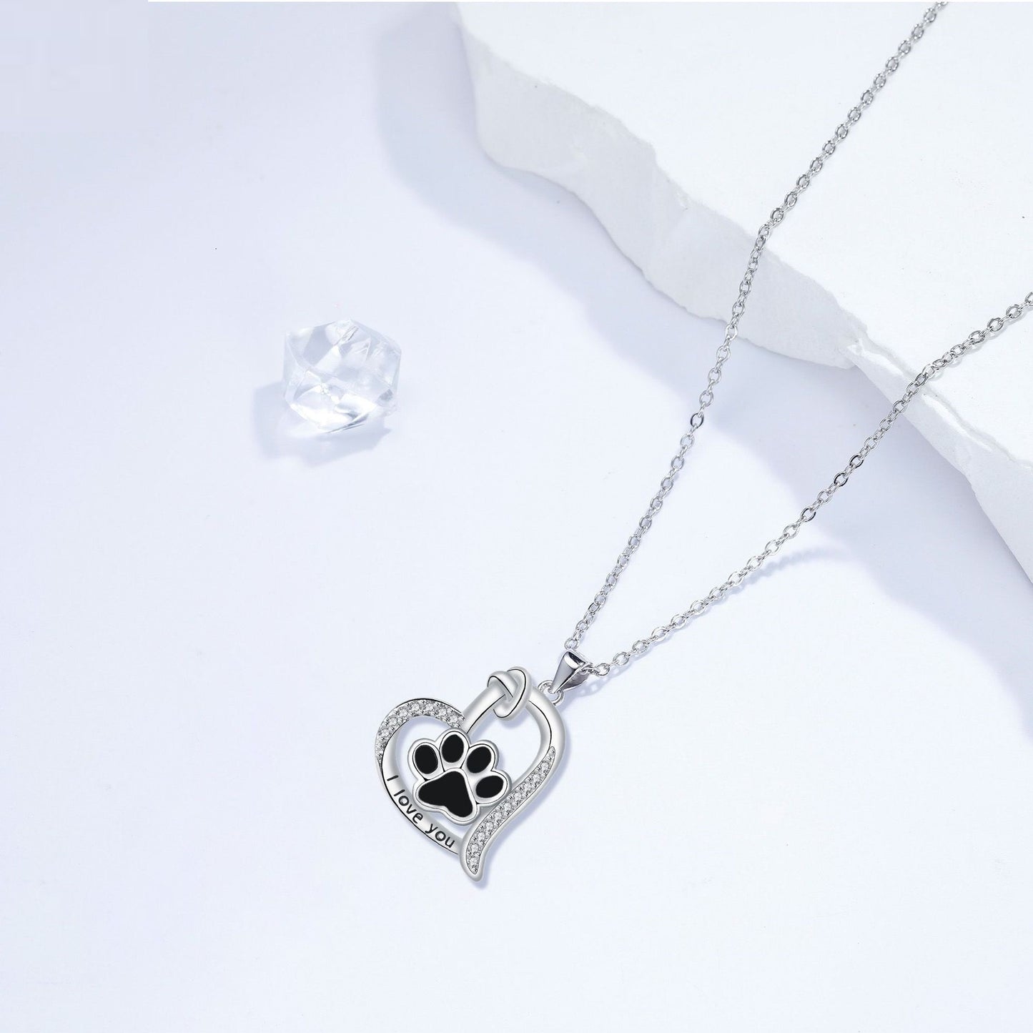 Heart-shaped Dog Paw Print Design Versatile Necklace Female Personality Simple Jewelry/Accessories