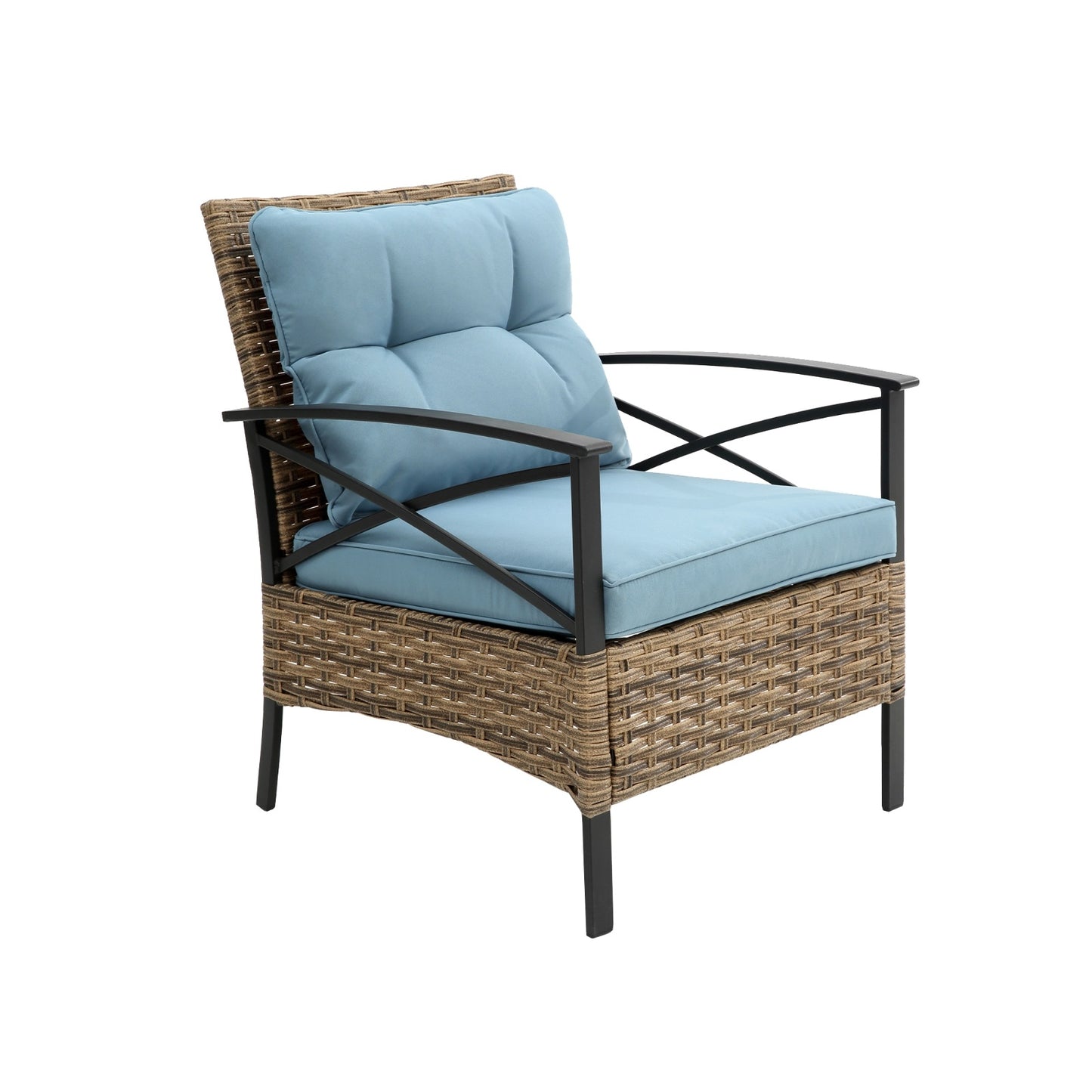4-Piece Patio Sectional Low Sofa Set - KD Rattan Wicker Outdoor Garden Patio Furniture