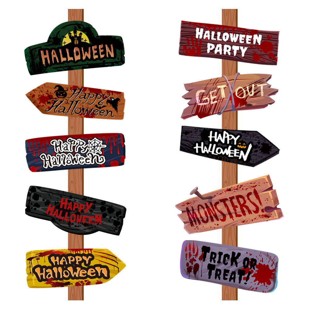 Creative Printing Halloween Decoration Props Paper Signs Home Ornaments