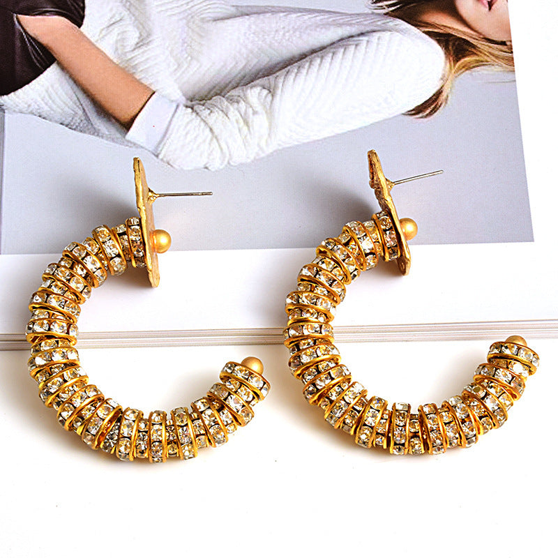 Metal Diamond Flash Temperament Earrings With Diamonds Jewelry/Accessories