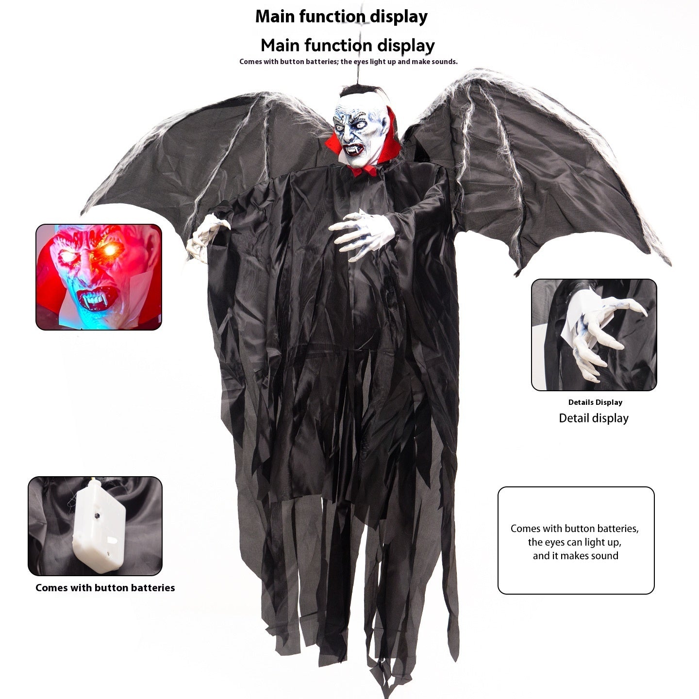 Big Bat Vampire Pendant Ornament Induction Luminous Atmosphere Props Home Ornaments