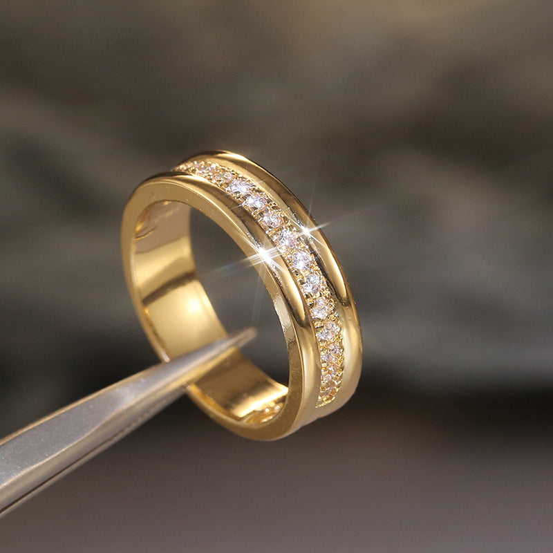 Simple Golden Sliver Rhinestones Ring Copper Plated Exquisite RIngs Fashion Jewellery & Accessories