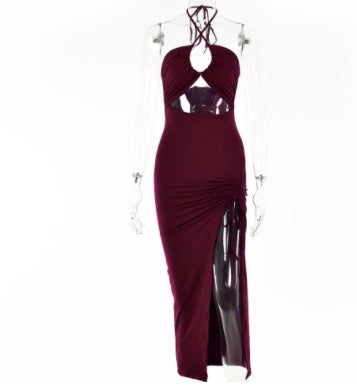Sexy Halterneck Lace-up Split Dress Summer Y2K Fashion Party Baech Long Dresses For Women's Garments Apparel / Clothing