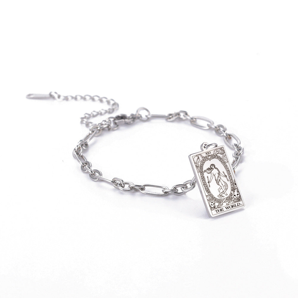 12 Tarot Card Series Fashion Trend Long Oval Link Chain Bracelet Jewelry & Accessories