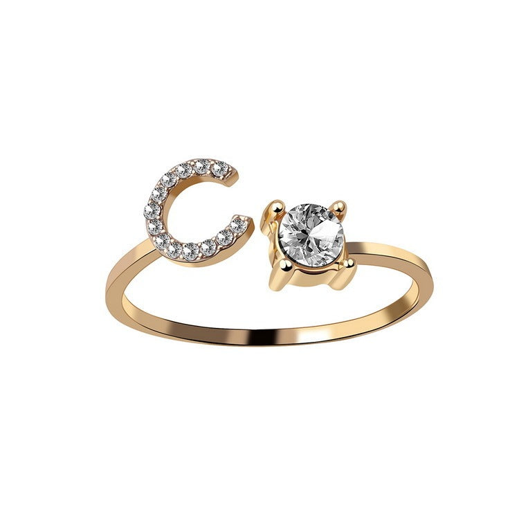 New Design Adjustable 26 Initial Letter Ring Fashion Jewelry For Women Simple Elegant Jewelry Exquisite Rings /Jewelry & Accessories