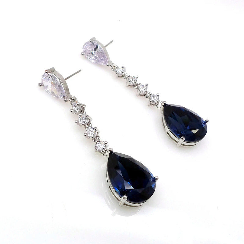 European And American Style Light Luxury Strip Water Drop Earrings Women Jewelry/Accessories