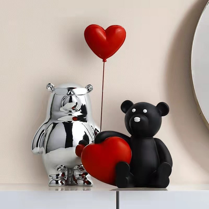 Christmas Love Bear Living Room Children Decoration Resin Crafts Home Ornaments