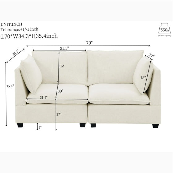 3-Piece Chenille Fabric Upholstered Living Room Furniture Set, Including 3-Seater Sofa AndV2 Loveseat Sofa With Seat And Back Cushion Beige White Furniture