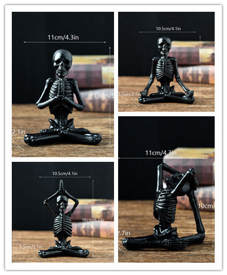 Halloween Horror Desktop Decoration Resin Ornaments Feature Modeling Yoga Skull Skeleton Home Ornaments