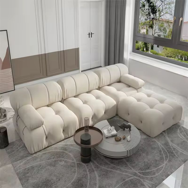 Nordic Modern Apartment Fabric Buckle Design Sofa Living Room Couch Light Luxury Sponge Sofa For Lock Design Furniture