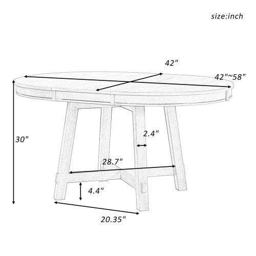 Table à manger circulaire extensible