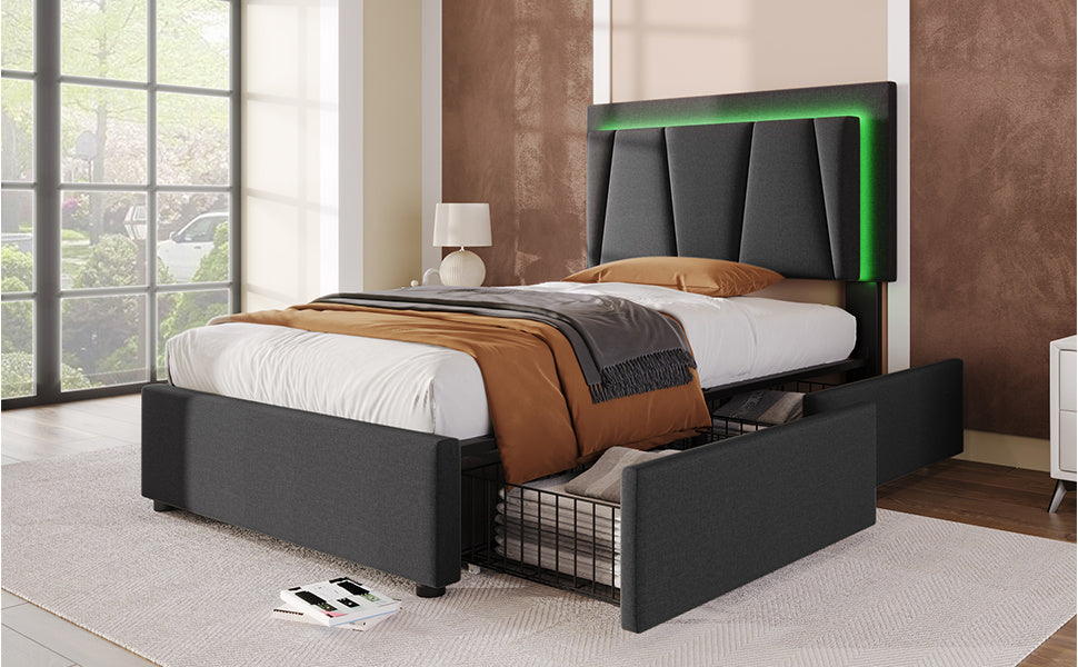 Wooden Storage Bed Bed Frame Size 90cmx200cm