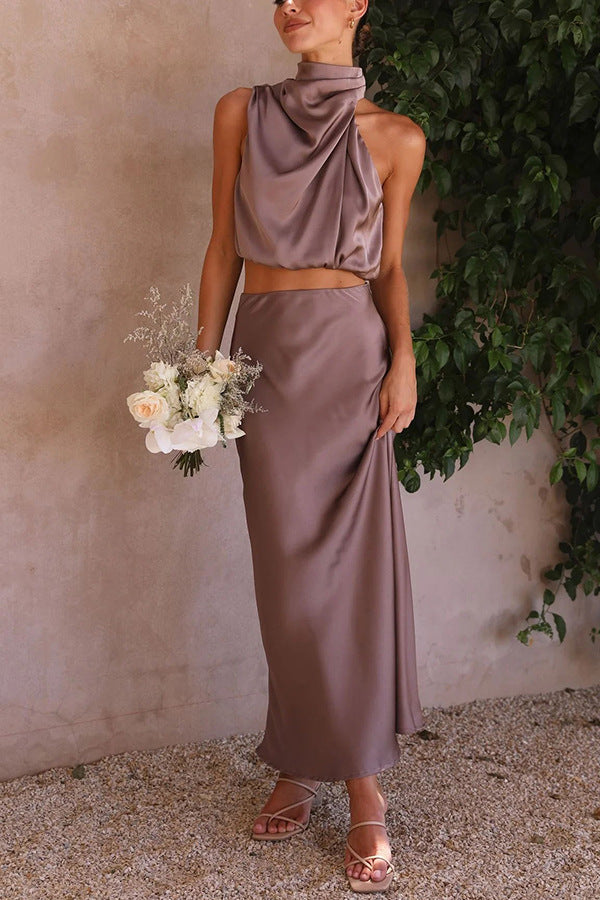 Women's Satin Multi-color Slim Fit Casual Two-piece Suit Women's Garments Apparel / Clothing