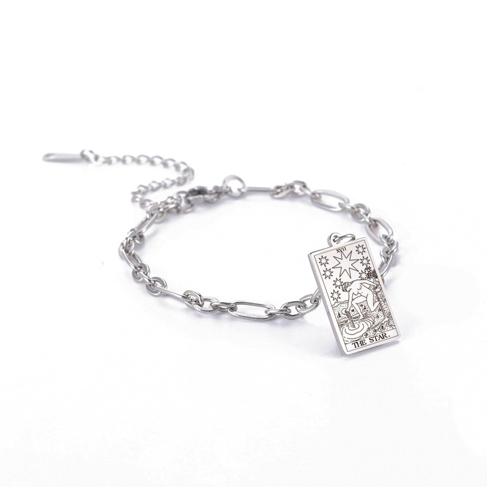 12 Tarot Card Series Fashion Trend Long Oval Link Chain Bracelet Jewelry & Accessories