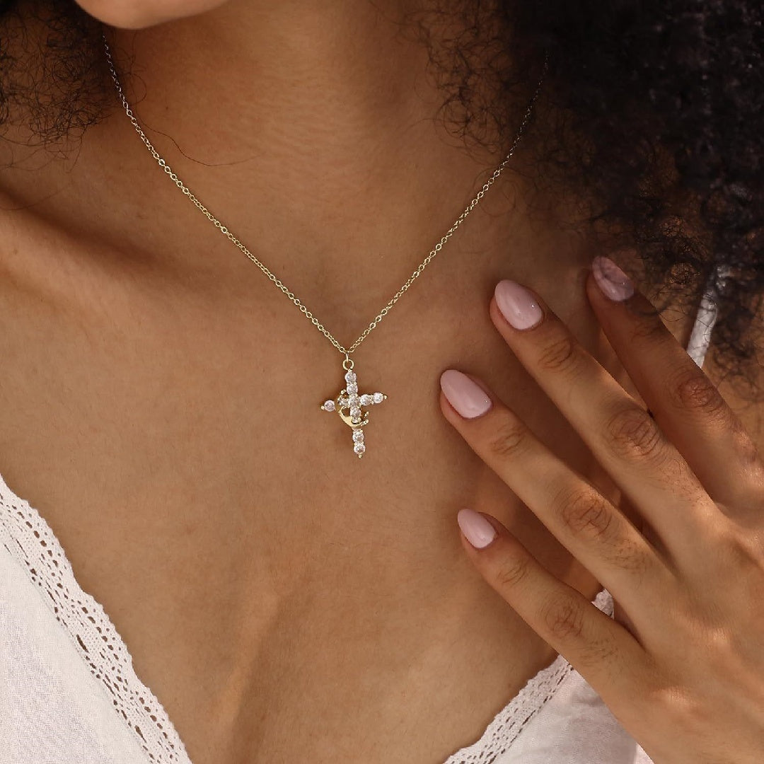 Christian Religious Symbola Drop Classic Crown & Cross Pendant Choker Easter Necklace For Women & Men & Girls Pretty Crown Cross Necklace For Daily Party Clothing Decor Trendy All-match & Je Jewelry & Accessories