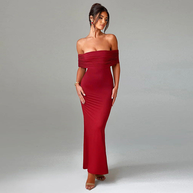 Socialite Style Elegant Sexy Backless Off-shoulder Dress Women's Garments Apparel / Clothing