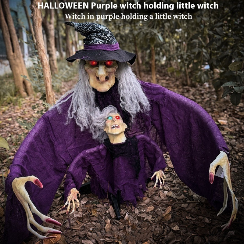 Halloween Parent-child Witch Ornaments Floor Outlet Luminous Decoration Home Ornaments