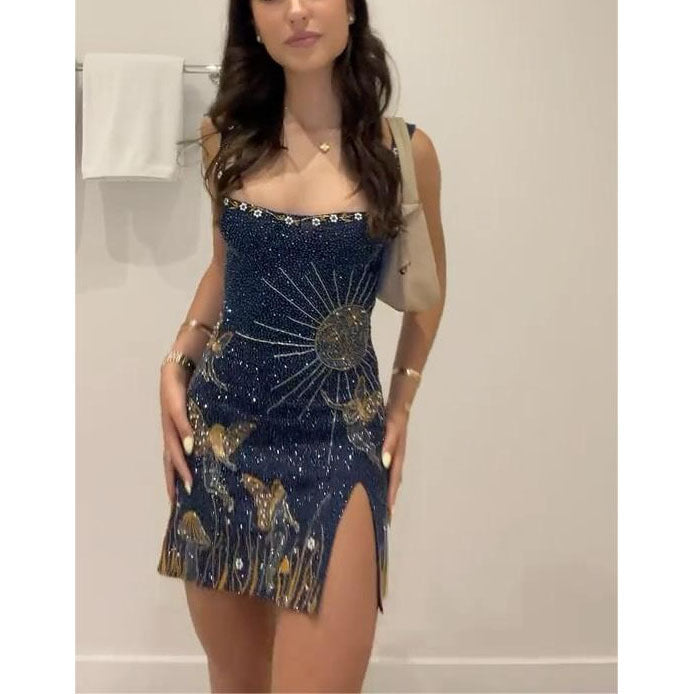 Women's 3D Printed Slit Sleeveless Sling Dress Women's Garments Apparel / Clothing