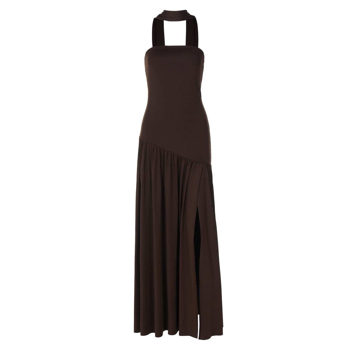 Pure Color Split Backless Elegant Streamer Dress Women's Garments Apparel / Clothing