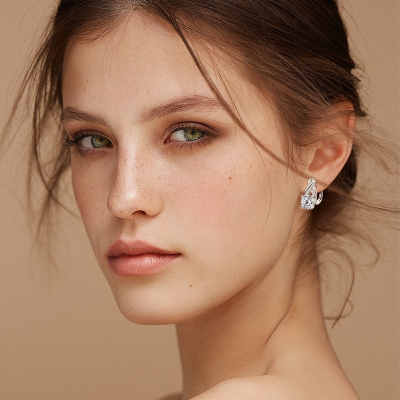 Light Luxury Moissanite Twist Earrings For Women Jewelry & Accessories