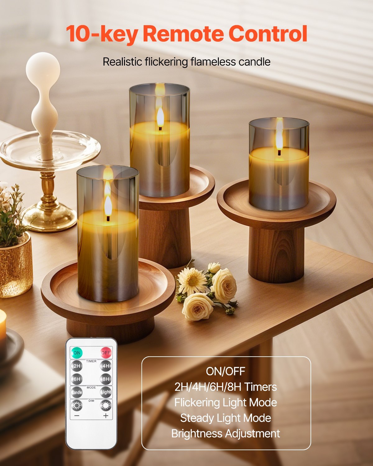 Flameless LED Candles 3 Pack Battery Operated Candles With Remote Control, Realistic Flickering Candles For Safe Ambiance Home Ornaments
