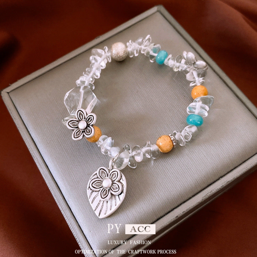 Retro Ethnic Style Gravel Flower Bracelet Fashion Personality High Sense Bracelet Artisan Bracelet For Women Jewelry & Accessories