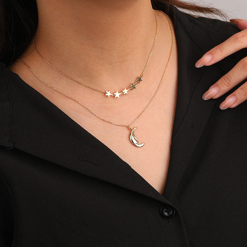 Sterling Silver Necklace Women European And American Ins Light Luxury Stars Jewelry/Accessories