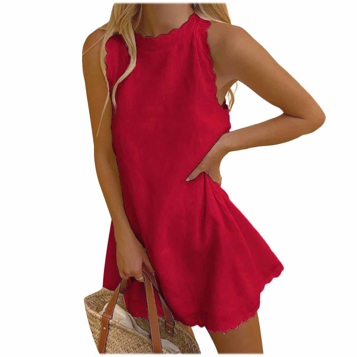 Sexy Solid Color Sleeveless Loose Women's Vest Dress Women's Garments Apparel / Clothing