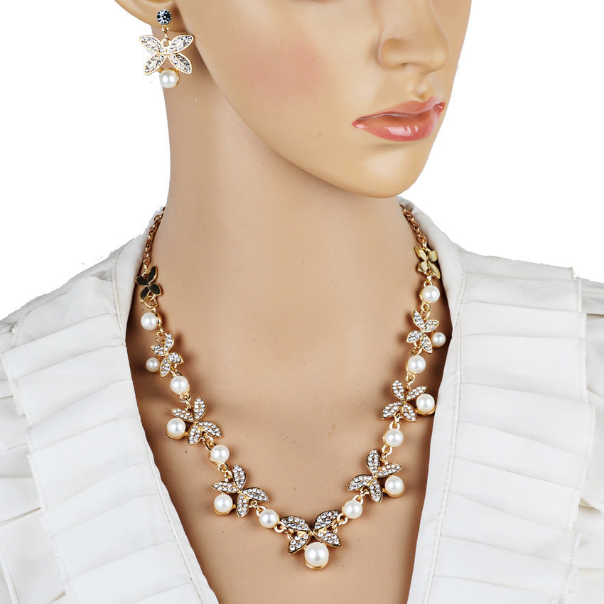 New Pearl butterfly necklace, earrings, bridal jewelry set, bridal Jewelry/Accessories