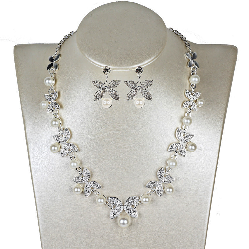New Pearl butterfly necklace, earrings, bridal jewelry set, bridal Jewelry/Accessories