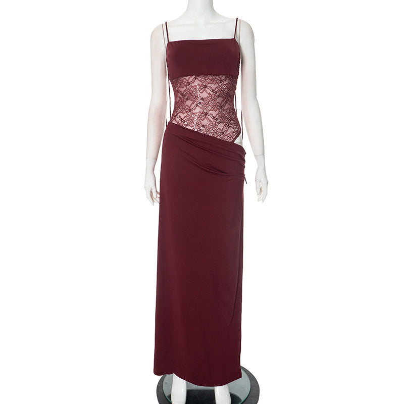 Y2K Lace Suspender Dress Fashion Sexy Lace Long Dresses Party Evening Club Beach Clothing For Women's Garments Apparel / Clothing