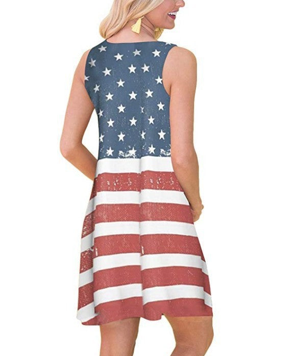 Sleeveless flag print dress