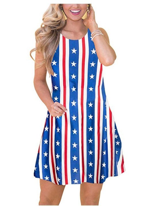 Sleeveless flag print dress