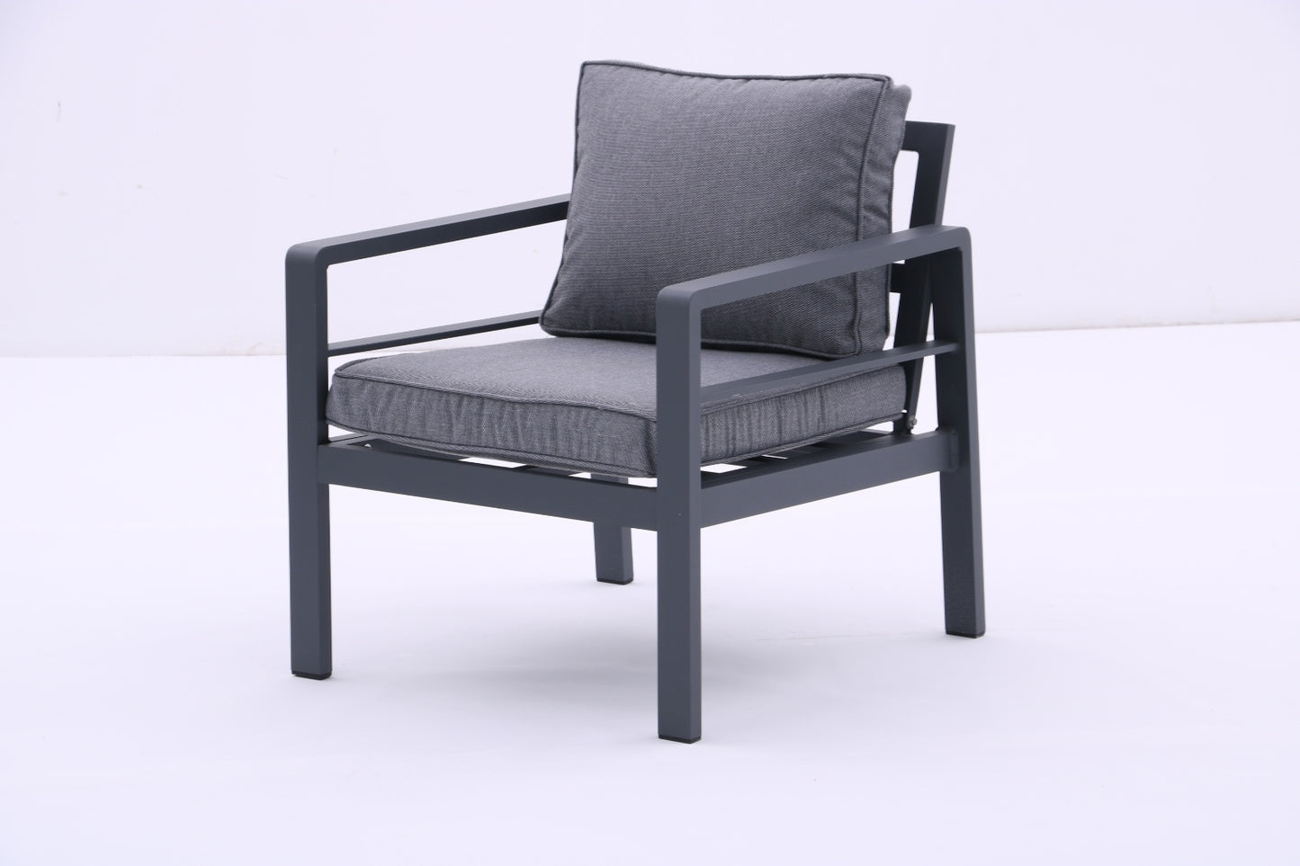 4-piece Aluminum Outdoor Patio Conversation Set,All-Weather Sectional Sofa Outside Furniture With R