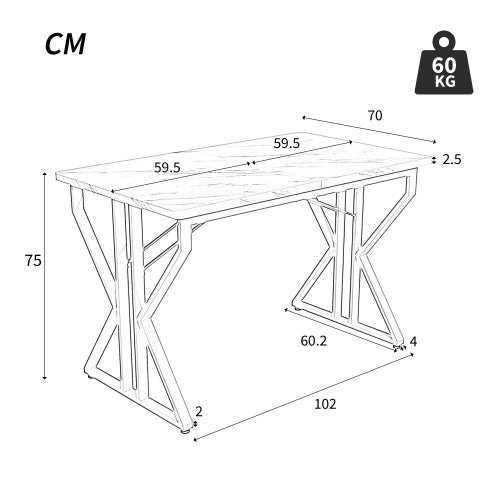 Fiberboard Metal Base Dining Table