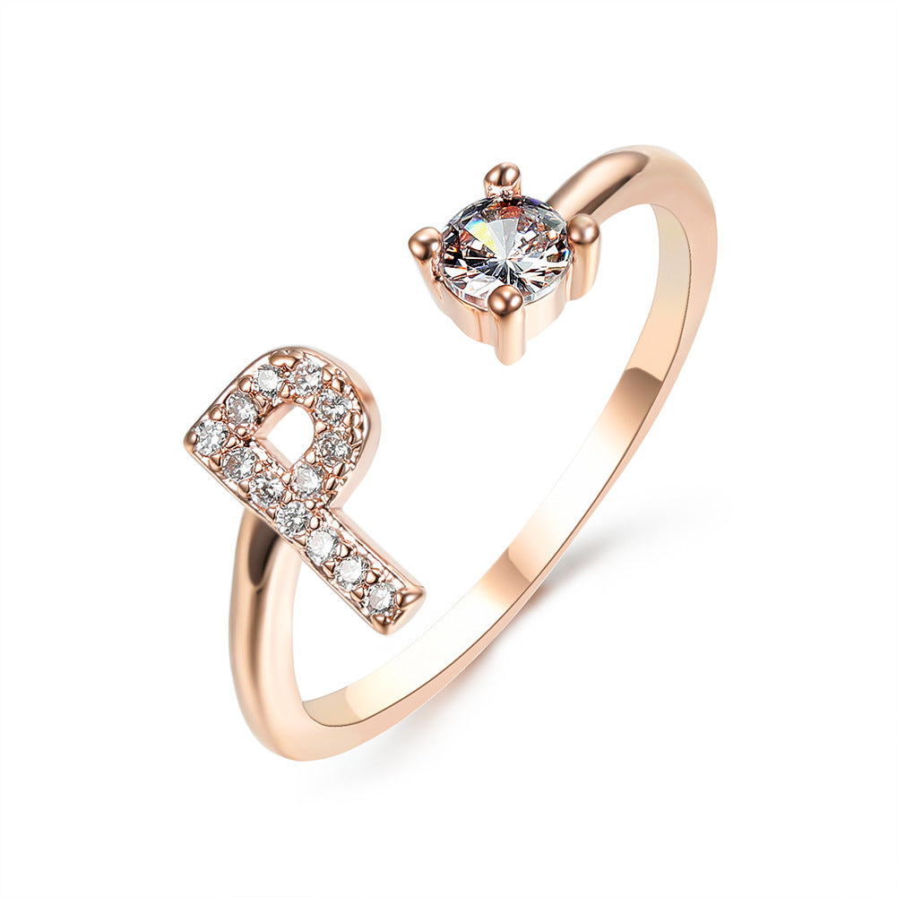 New Design Adjustable 26 Initial Letter Ring Fashion Jewelry For Women Simple Elegant Jewelry Exquisite Rings /Jewelry & Accessories