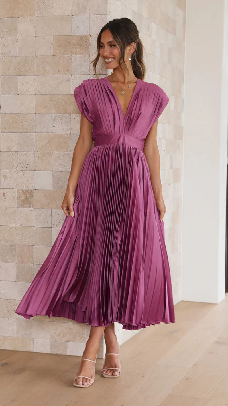 Summer V-neck Pleated Dress INS Fashion Casual Loose Zip Sleeveless Dresses For Women's Garments Apparel / Clothing