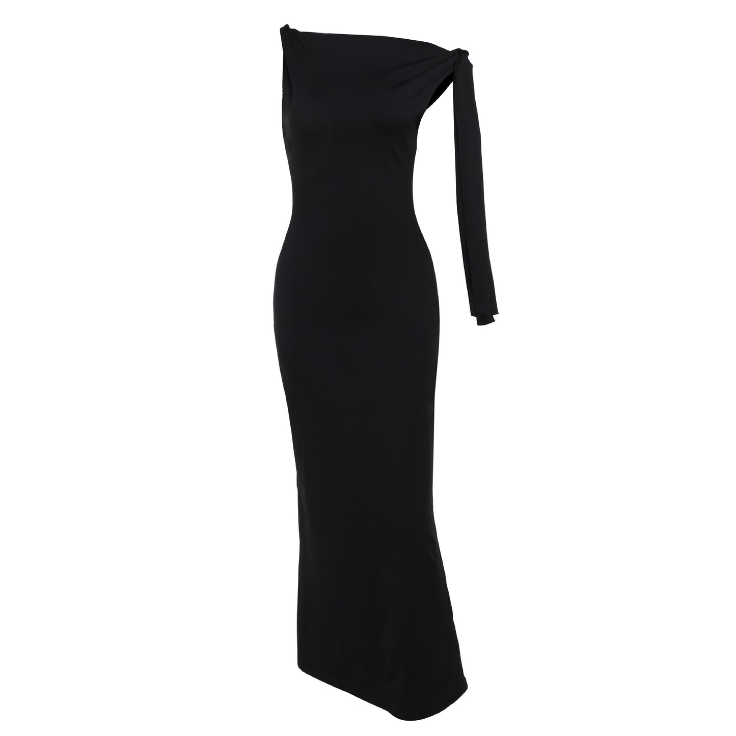 One-shoulder Ribbon Long Dress Ins Fashion Slim Sleeveless Dresses For Evening Party Club Women's Garments Apparel / Clothing