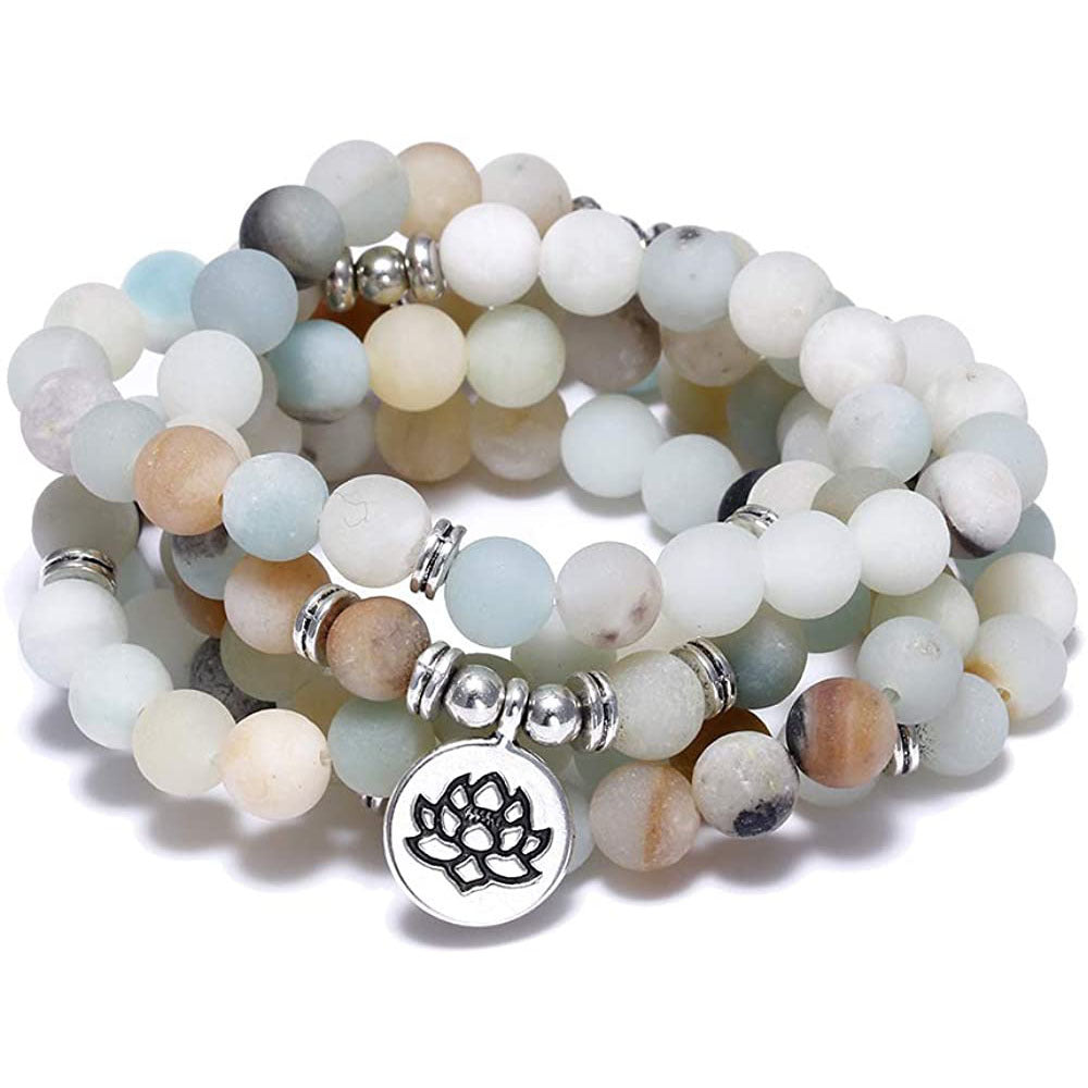 Amazon Stone Tiger Eye Stone Bracelet Necklace 108 Buddha Beads Lotus Bracelet Jewelry & Accessories
