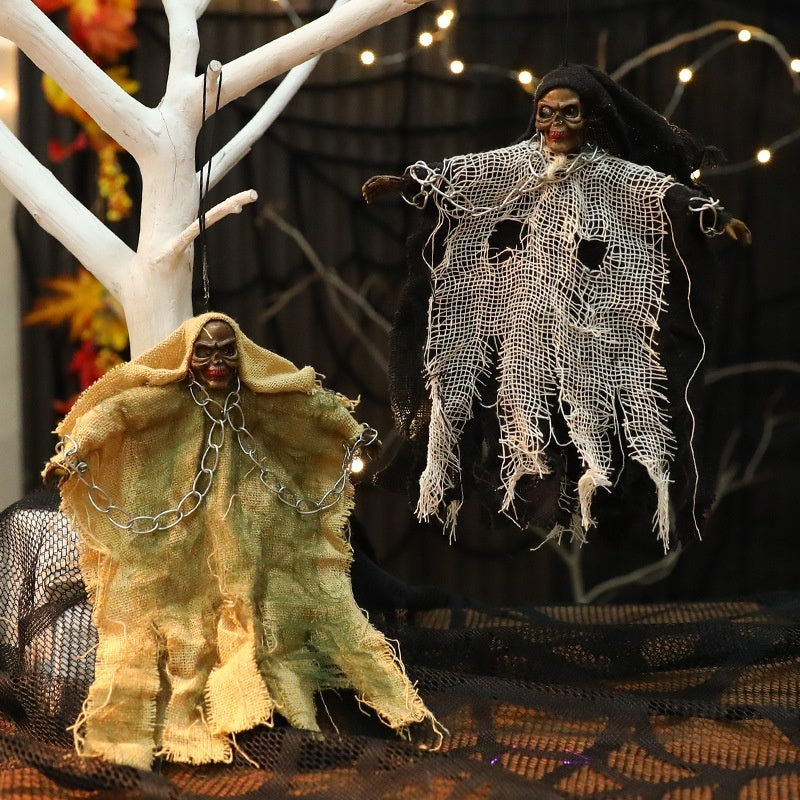 Halloween Hanging Ghost Iron Chain Glowing Skull Decorative Home Ornaments