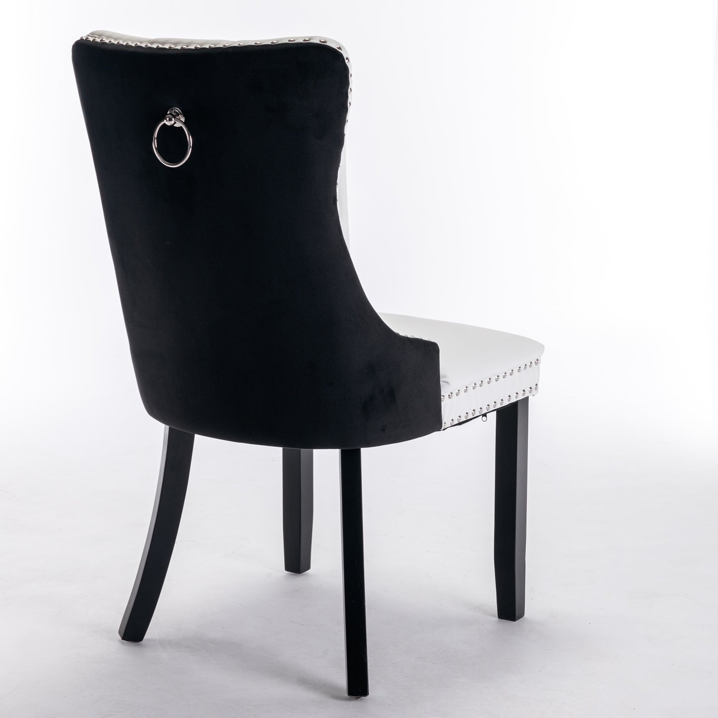 A&A Furniture Nikki Modern Tufted Solid Wood PU Velvet Chair