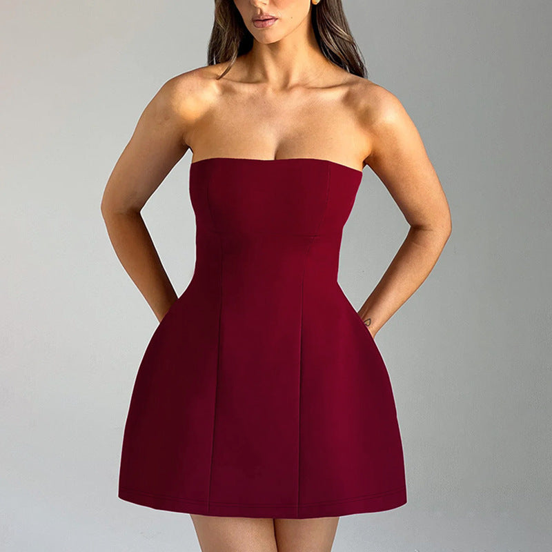 Fashion Tube Dress Summer Solid Color Sasual Backless Slim Short Dresses Party Clothing Women's Garments Apparel / Clothing